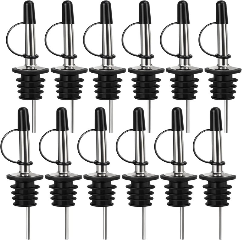 DkOvn 12/24/48/100 Pack Liquor Pour Spout, Stainless Steel Classic Bottle Pourers with Rubber Dust Cap, Speed Wine Bottle Pourer for Liquor Bottle, Oil Bottles - Image 1